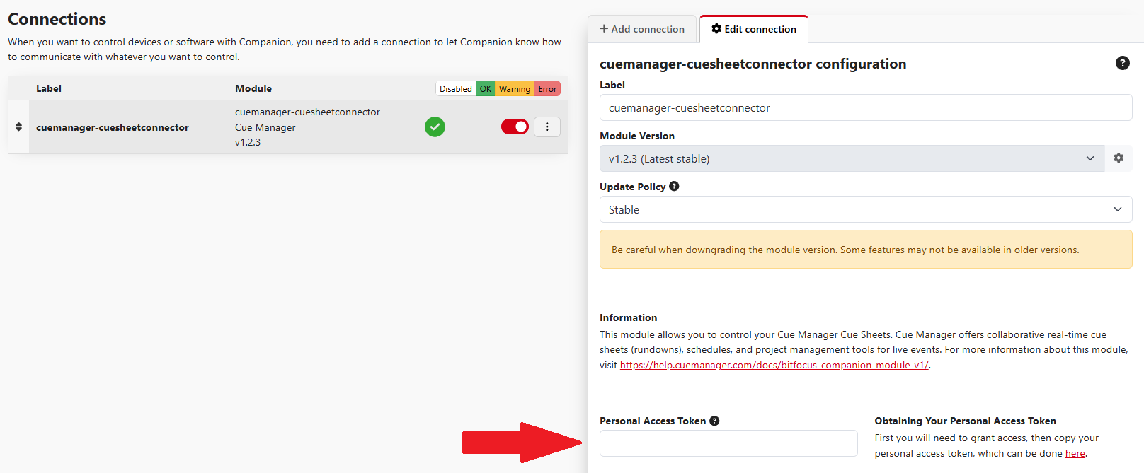 Companion Module (v1) – Cue Manager | Documentation